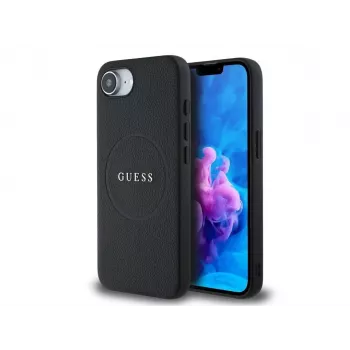 Θήκη Guess Grained Ring MagSafe για iPhone 16e (Μαύρο)