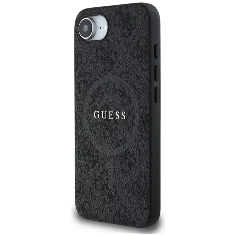 Θήκη Guess 4G Ring Classic Logo MagSafe για iPhone 16e (Μαύρο)