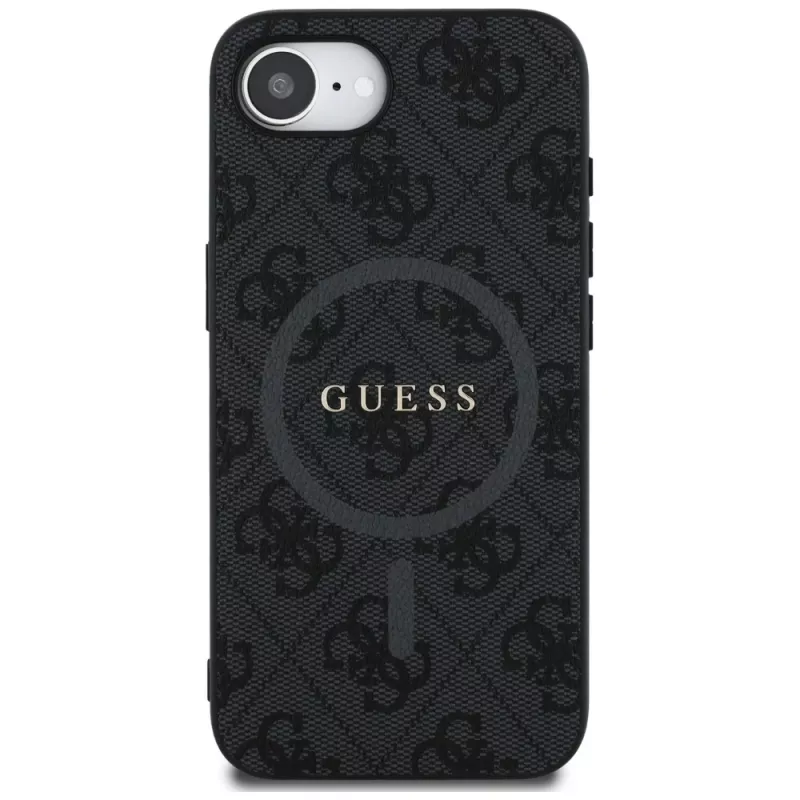 Θήκη Guess 4G Ring Classic Logo MagSafe για iPhone 16e (Μαύρο)