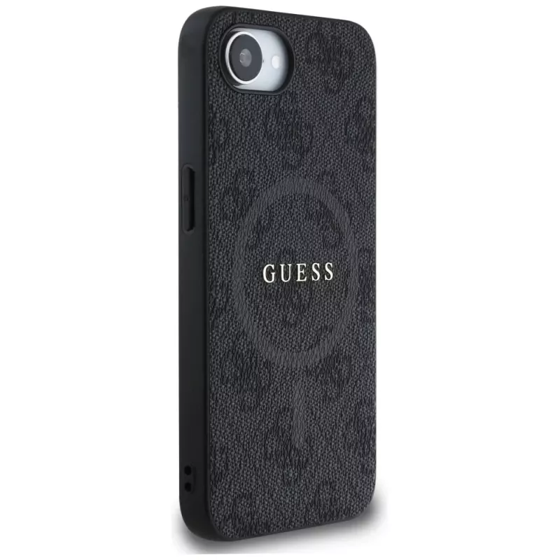 Θήκη Guess 4G Ring Classic Logo MagSafe για iPhone 16e (Μαύρο)