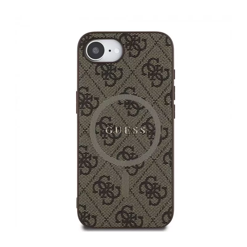 Θήκη Guess 4G Ring Classic Logo MagSafe για Apple iPhone 16e (Καφέ)
