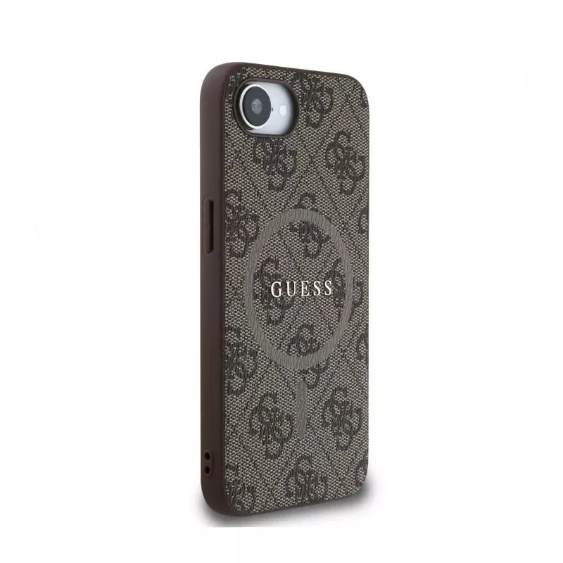 Θήκη Guess 4G Ring Classic Logo MagSafe για Apple iPhone 16e (Καφέ)