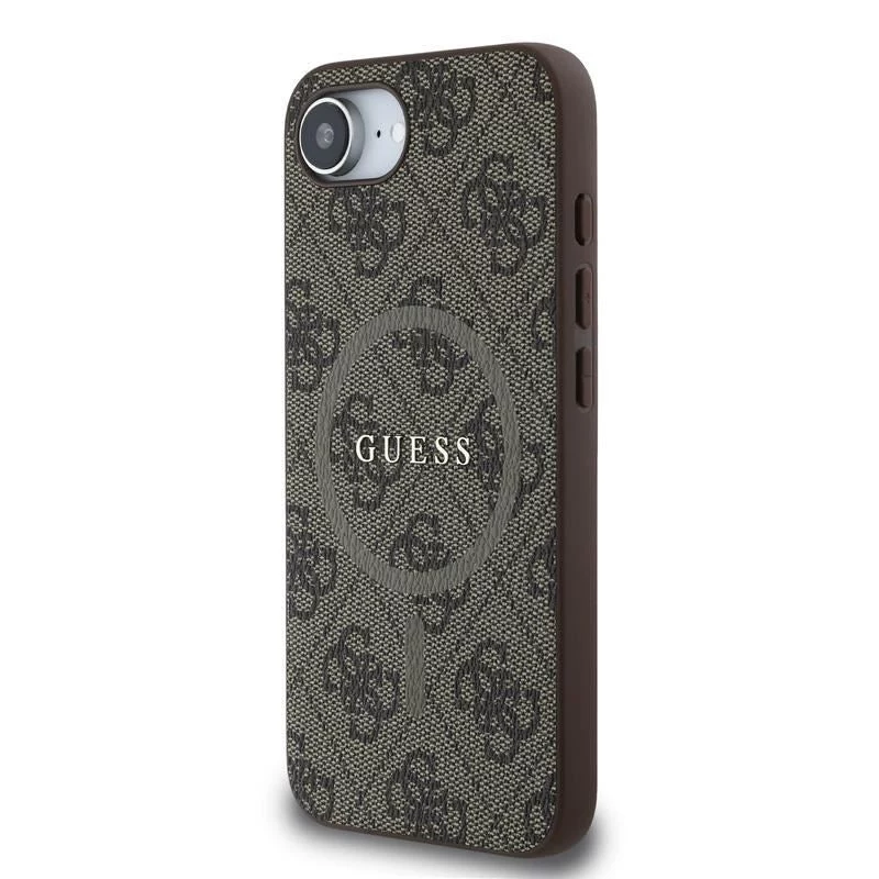 Θήκη Guess 4G Ring Classic Logo MagSafe για Apple iPhone 16e (Καφέ)