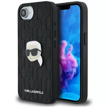 Θήκη Karl Lagerfeld Monogram Karl Head Pin για iPhone 16e / 17e, Μαύρο