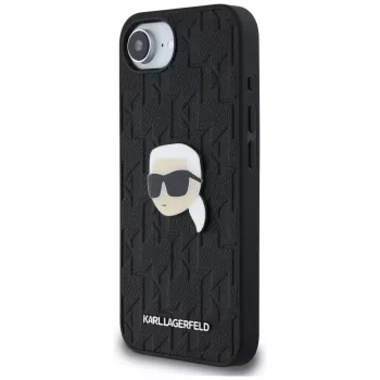 Θήκη Karl Lagerfeld Monogram Karl Head Pin για iPhone 16e / 17e, Μαύρο