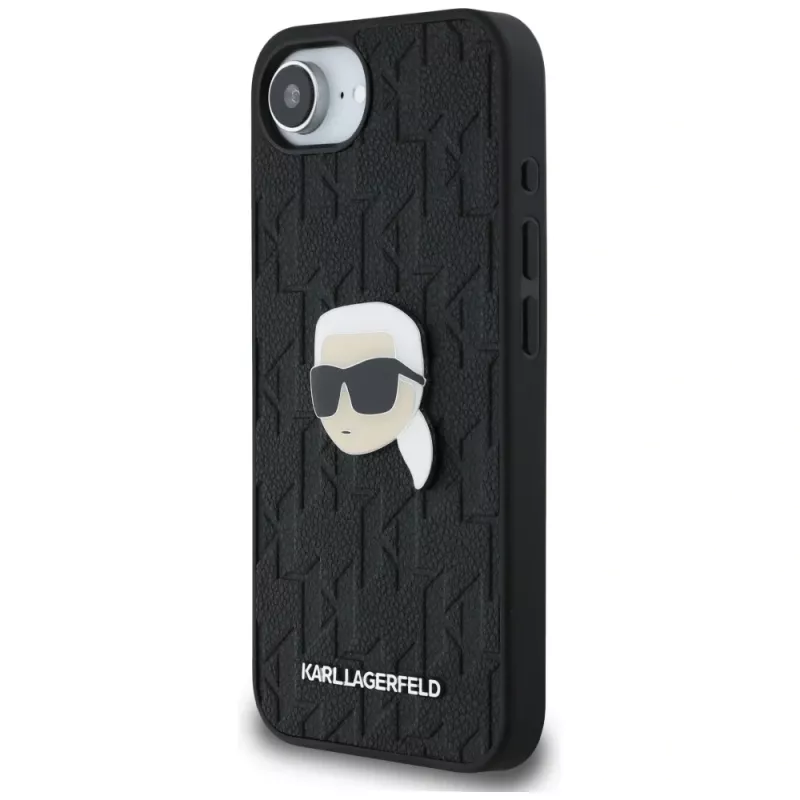 Θήκη Karl Lagerfeld Monogram Karl Head Pin για iPhone 16e / 17e, Μαύρο