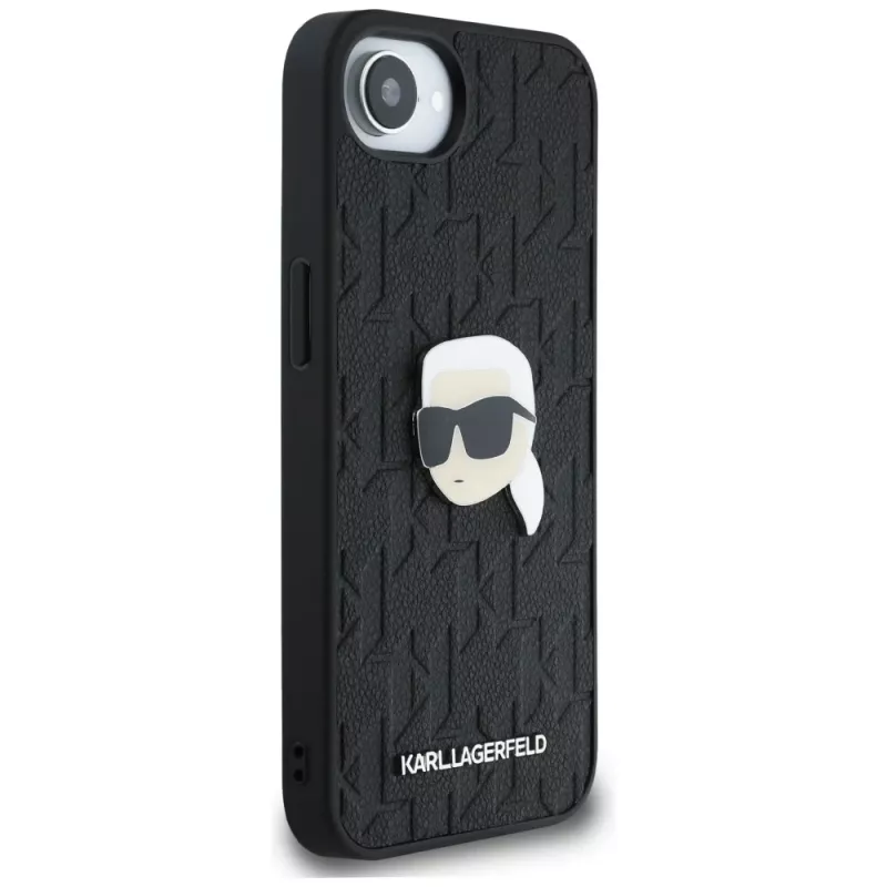 Θήκη Karl Lagerfeld Monogram Karl Head Pin για iPhone 16e / 17e, Μαύρο