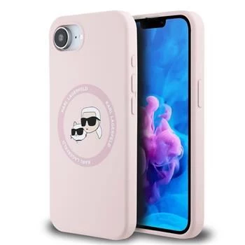 Θήκη Karl Lagerfeld Silicone Karl & Choupette Heads MagSafe για iPhone 16e / 17e Ροζ