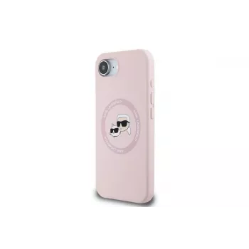 Θήκη Karl Lagerfeld Silicone Karl & Choupette Heads MagSafe για iPhone 16e / 17e Ροζ