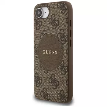 Θήκη Guess 4G Circle Classic Logo MagSafe για iPhone 16e (Καφέ)