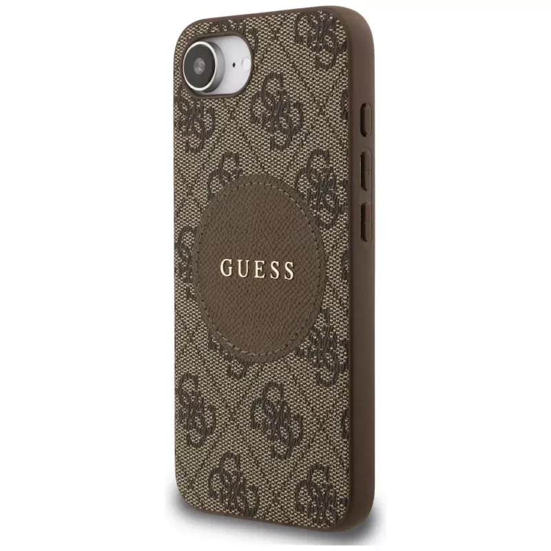 Θήκη Guess 4G Circle Classic Logo MagSafe για iPhone 16e (Καφέ)