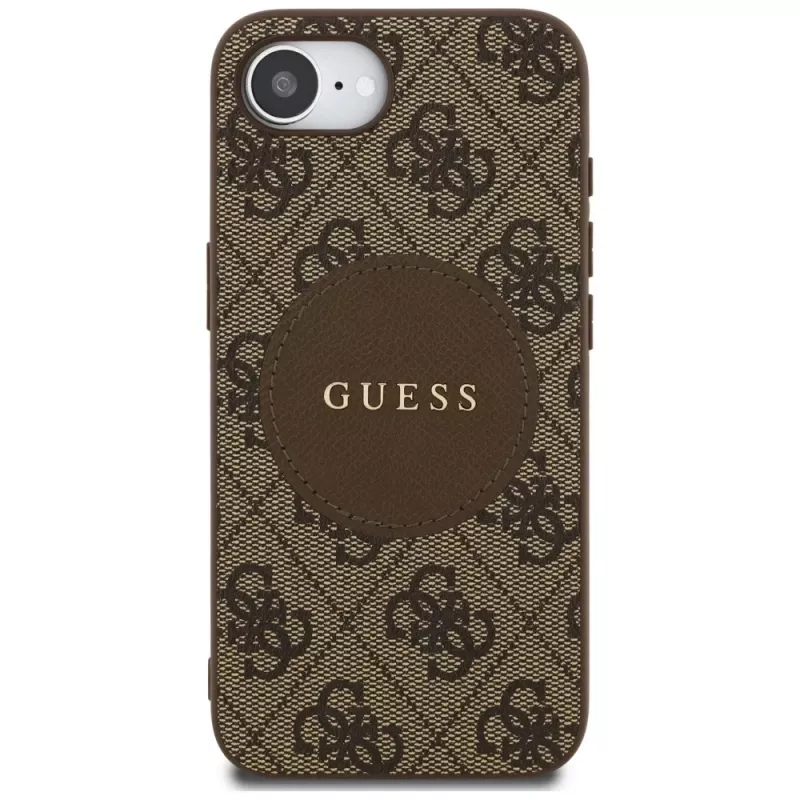 Θήκη Guess 4G Circle Classic Logo MagSafe για iPhone 16e (Καφέ)