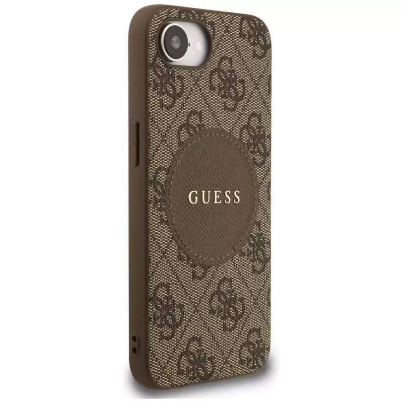 Θήκη Guess 4G Circle Classic Logo MagSafe για iPhone 16e (Καφέ)