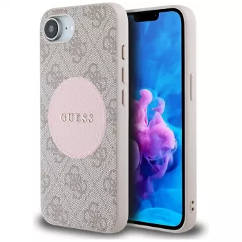 Θήκη Guess 4G Circle Classic Logo MagSafe για iPhone 16e - Ροζ