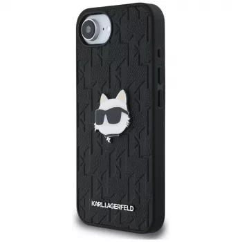 Θήκη KARL LAGERFELD Monogram Choupette Head Pin για iPhone 16e / 17e Μαύρο