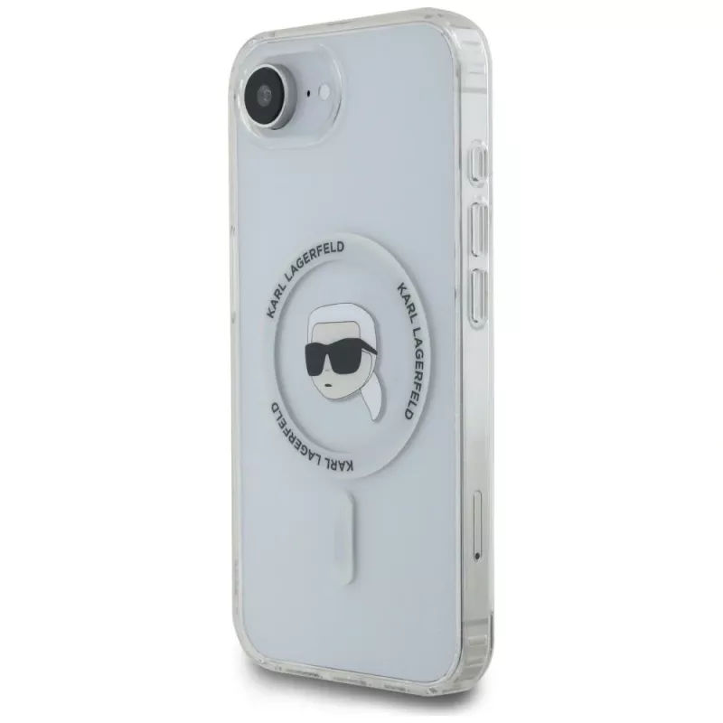 Θήκη Karl Lagerfeld IML Metal Karl Head MagSafe για iPhone 16e/17e Λευκό