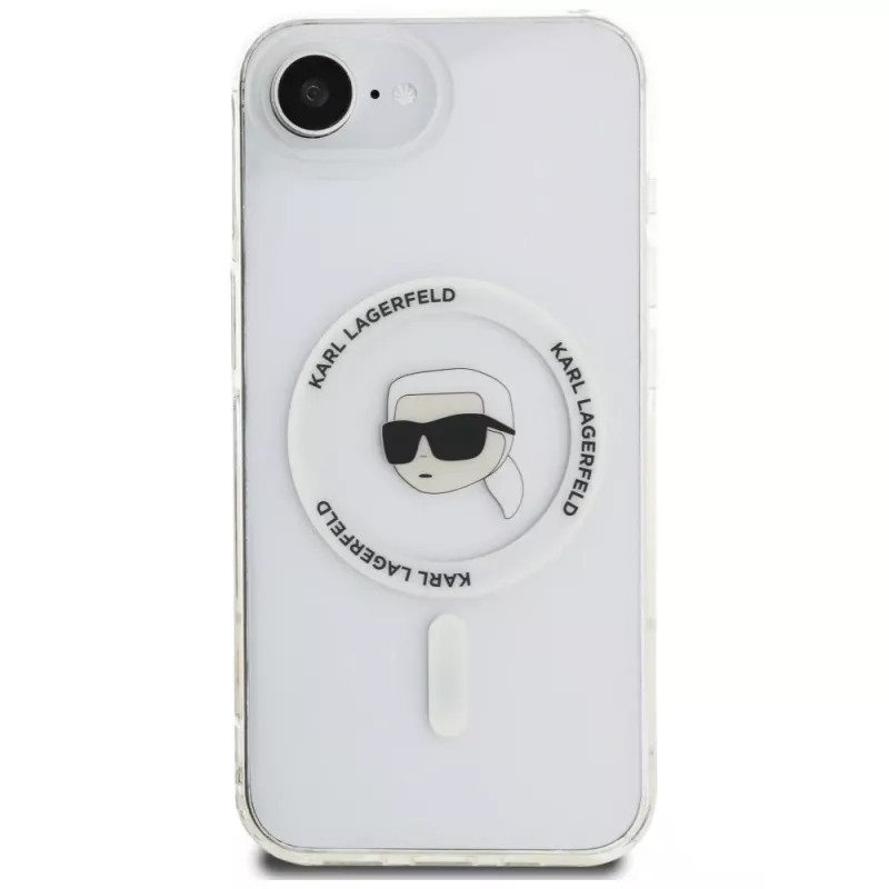Θήκη Karl Lagerfeld IML Metal Karl Head MagSafe για iPhone 16e/17e Λευκό