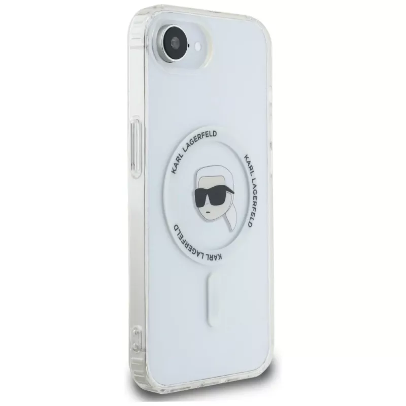 Θήκη Karl Lagerfeld IML Metal Karl Head MagSafe για iPhone 16e/17e Λευκό