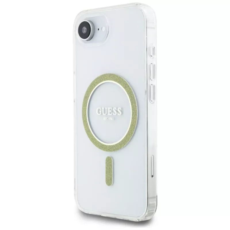 Guess IML Glitter Circle MagSafe Θήκη για iPhone 16e (Διάφανο)