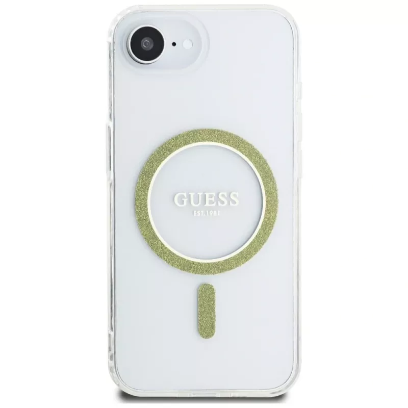 Guess IML Glitter Circle MagSafe Θήκη για iPhone 16e (Διάφανο)