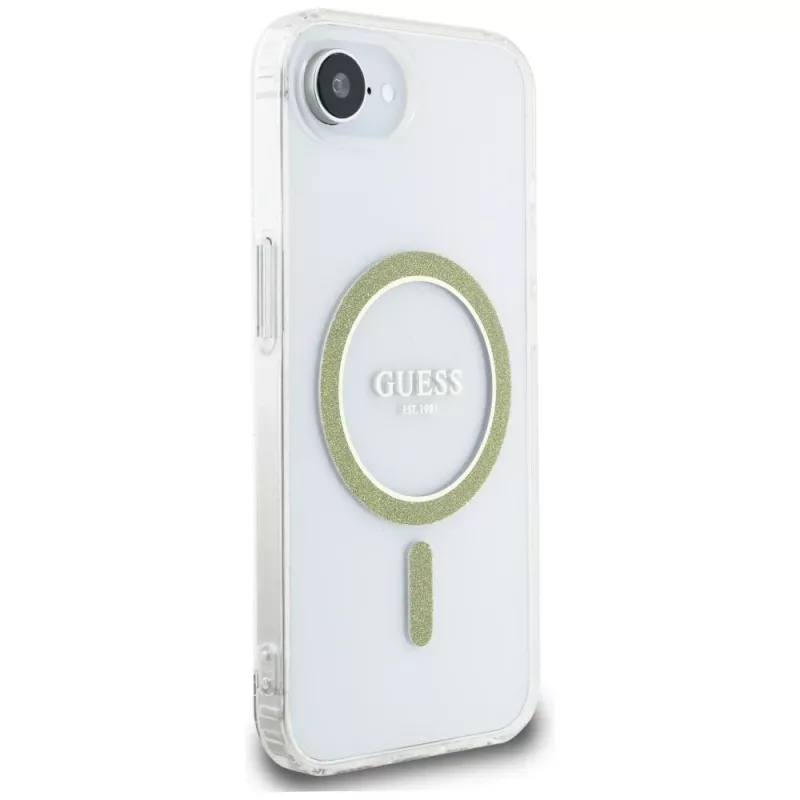 Guess IML Glitter Circle MagSafe Θήκη για iPhone 16e (Διάφανο)