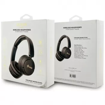 Guess Metal Logo Script Ασύρματα Bluetooth 5.3 Over-Ear Ακουστικά, Μαύρο