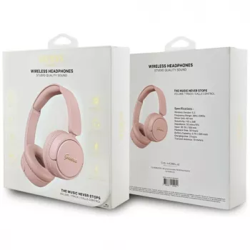 Guess Metal Logo Script Ασύρματα Bluetooth 5.3 On-Ear Ακουστικά (Ροζ)