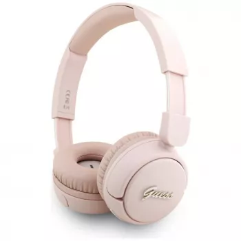 Guess Metal Logo Script Ασύρματα Bluetooth 5.3 On-Ear Ακουστικά (Ροζ)