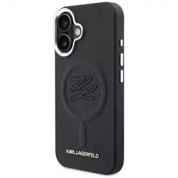 Karl Lagerfeld Initial & Metal Logo MagSafe Θήκη για Apple iPhone 16, Μαύρο