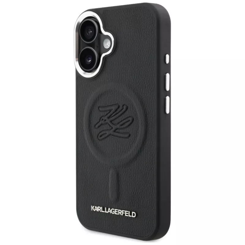 Karl Lagerfeld Initial & Metal Logo MagSafe Θήκη για Apple iPhone 16, Μαύρο
