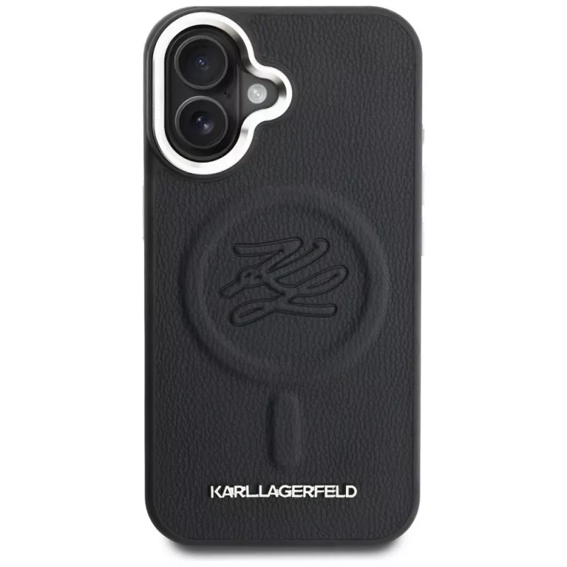 Karl Lagerfeld Initial & Metal Logo MagSafe Θήκη για Apple iPhone 16, Μαύρο