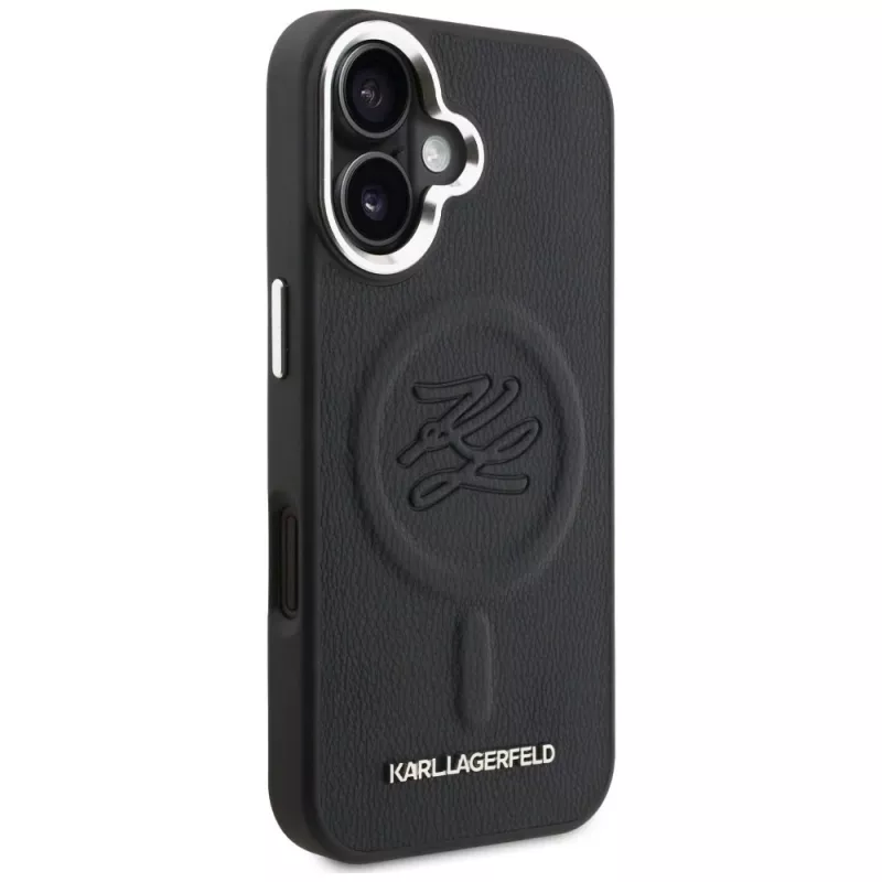 Karl Lagerfeld Initial & Metal Logo MagSafe Θήκη για Apple iPhone 16, Μαύρο