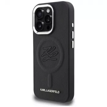 Karl Lagerfeld Initial & Metal Logo MagSafe Θήκη για iPhone 16 Pro, Μαύρο