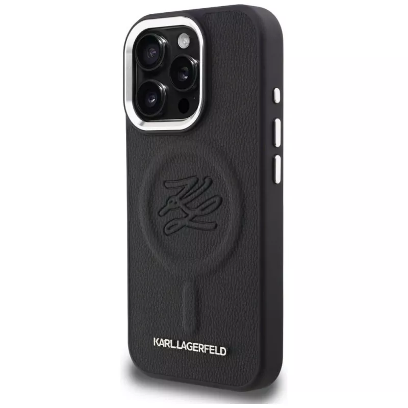 Karl Lagerfeld Initial & Metal Logo MagSafe Θήκη για iPhone 16 Pro, Μαύρο