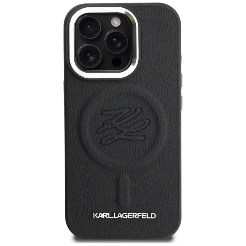 Karl Lagerfeld Initial & Metal Logo MagSafe Θήκη για iPhone 16 Pro, Μαύρο