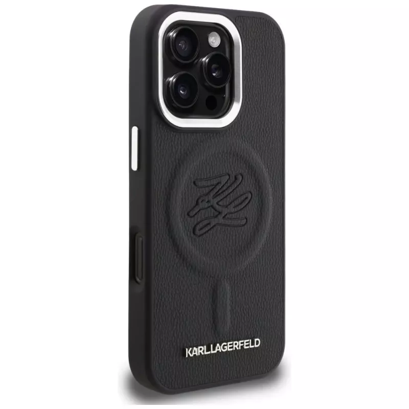Karl Lagerfeld Initial & Metal Logo MagSafe Θήκη για iPhone 16 Pro, Μαύρο