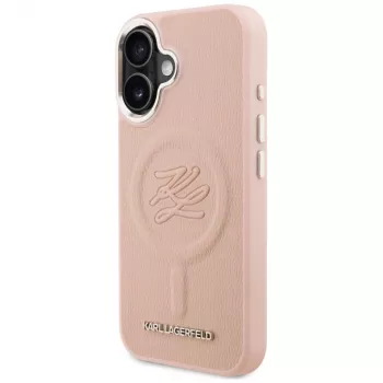 Karl Lagerfeld Initial & Metal Logo MagSafe Θήκη για iPhone 16 Ροζ