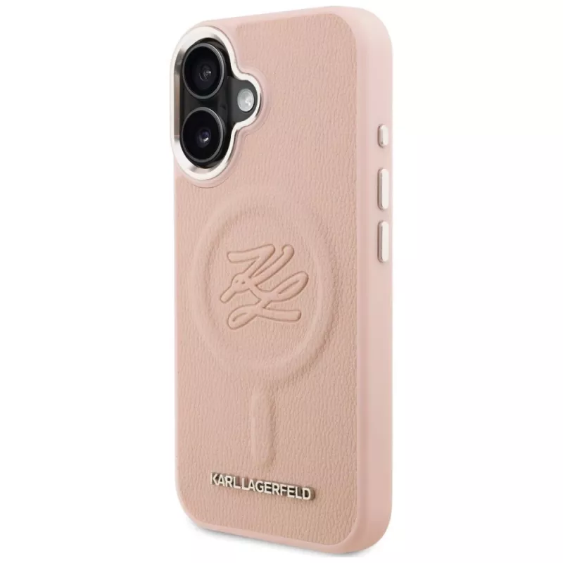 Karl Lagerfeld Initial & Metal Logo MagSafe Θήκη για iPhone 16 Ροζ