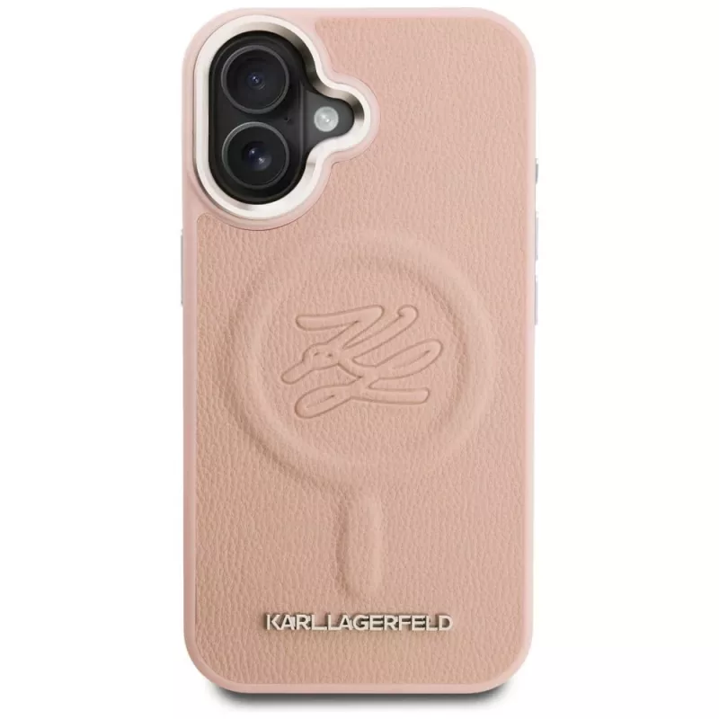 Karl Lagerfeld Initial & Metal Logo MagSafe Θήκη για iPhone 16 Ροζ