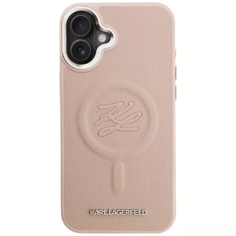 Karl Lagerfeld Initial & Metal Logo MagSafe Θήκη για iPhone 16 Plus Ροζ