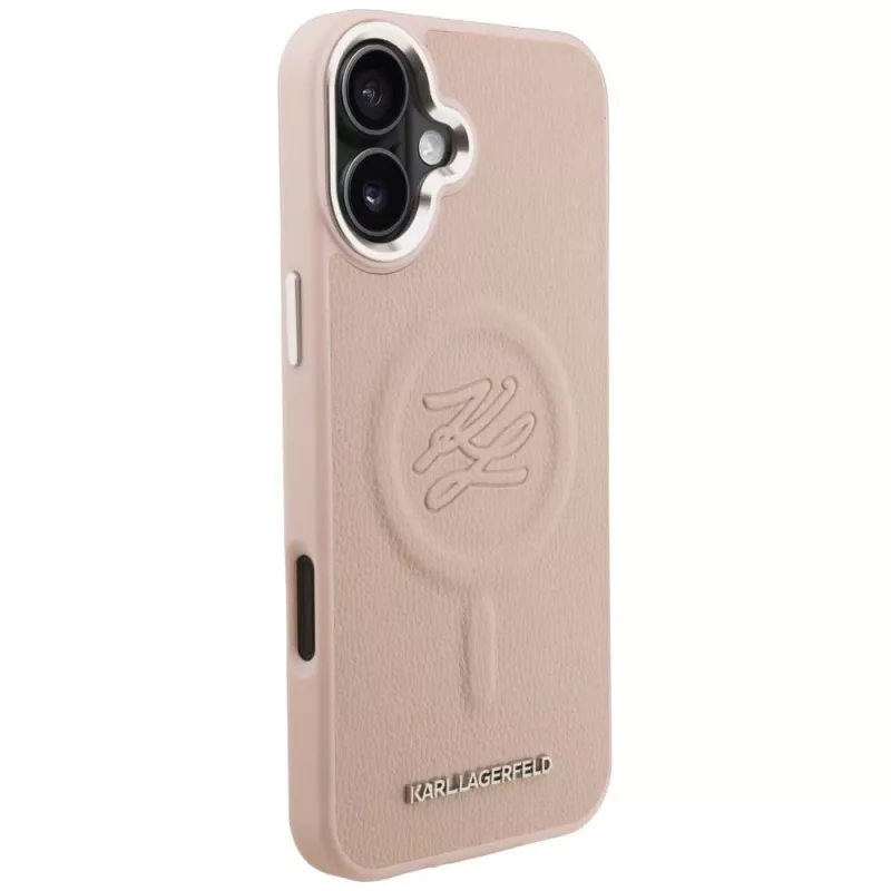 Karl Lagerfeld Initial & Metal Logo MagSafe Θήκη για iPhone 16 Plus Ροζ