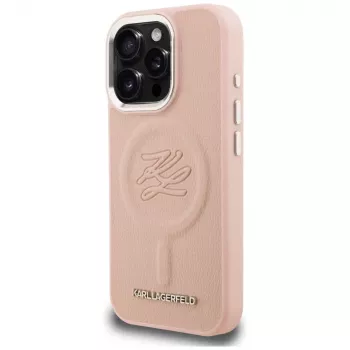 KARL LAGERFELD Initial & Metal Logo MagSafe Θήκη για iPhone 16 Pro Max Ροζ