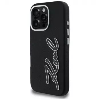 KARL LAGERFELD FW Grained Signature Logo Θήκη για iPhone 16 Pro Max Μαύρο