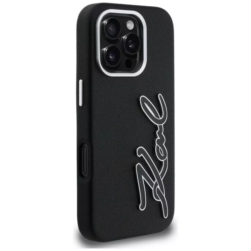 KARL LAGERFELD FW Grained Signature Logo Θήκη για iPhone 16 Pro Max Μαύρο