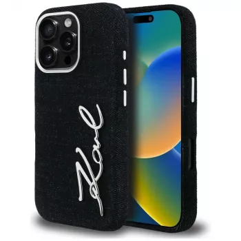 KARL LAGERFELD FW Jeans Signature Logo Θήκη για iPhone 16 Pro Max, Μαύρο