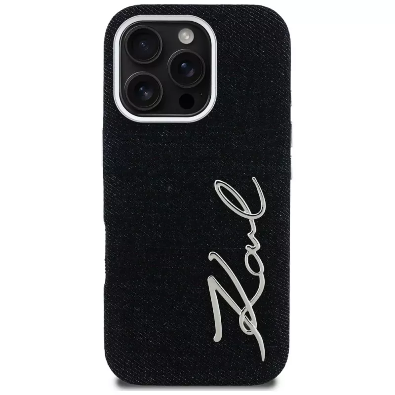 KARL LAGERFELD FW Jeans Signature Logo Θήκη για iPhone 16 Pro Max, Μαύρο