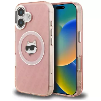 Karl Lagerfeld IML Choupette Head Logo MagSafe Θήκη για Apple iPhone 16, Ροζ