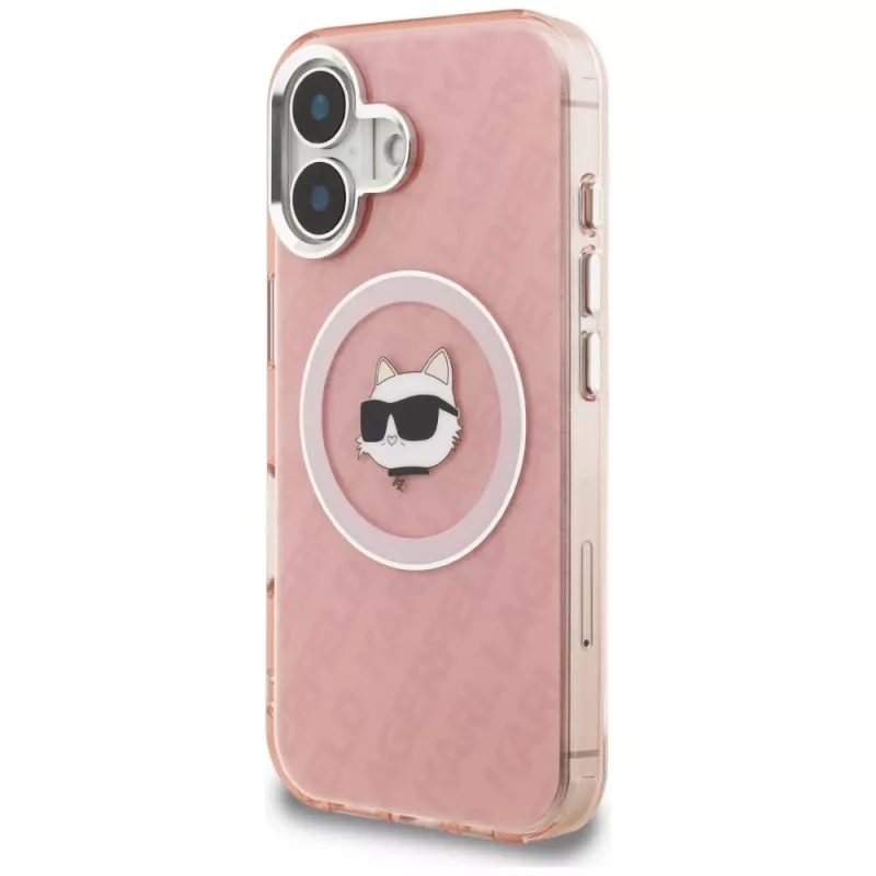 Karl Lagerfeld IML Choupette Head Logo MagSafe Θήκη για Apple iPhone 16, Ροζ