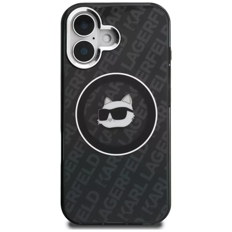 Karl Lagerfeld IML Choupette Head Logo MagSafe Θήκη για iPhone 16, Μαύρο