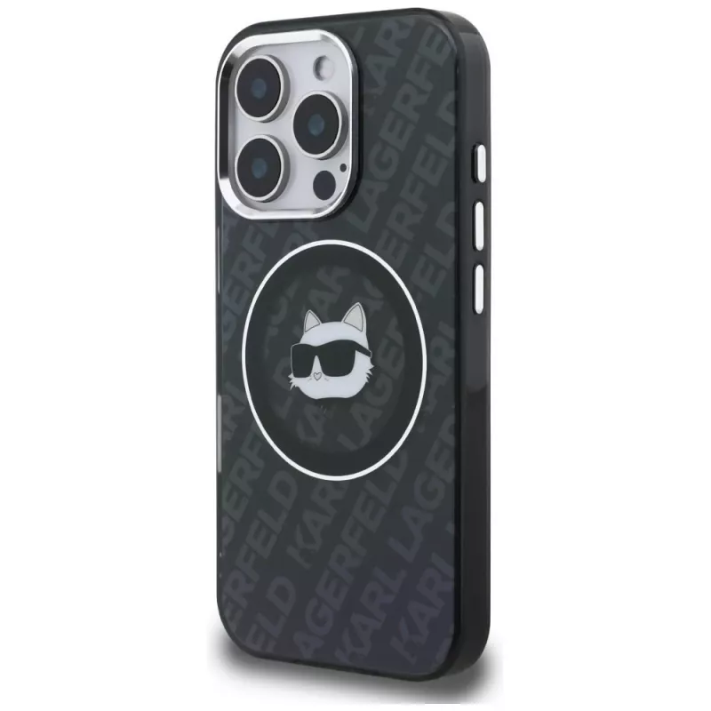 Karl Lagerfeld IML Choupette Head Logo MagSafe Θήκη για iPhone 16 Pro, Μαύρο